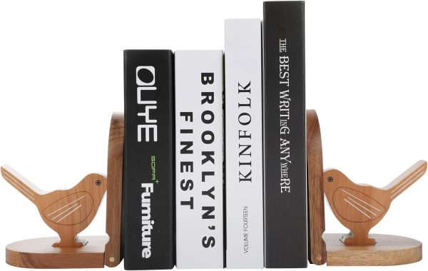 Goodsright Decor Book Ends Decorative,Bird Wooden Book Holder for Shelves,Non-Skid Book Stoppers for Home Decor, Wood Decorative Bookends,Vintage Unique Book Ends for Office Home (1Pair/2Piece)