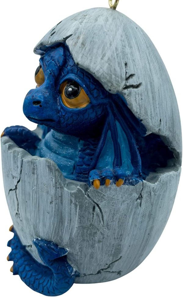 Goodsright Decor Baby Blue Dragon Hatching from Egg Christmas Tree Ornament Figurine