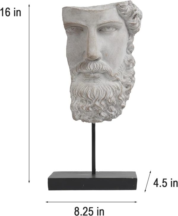 Goodsright Decor Greek Statue Sculptures Home Decor - Resin Bust Statue Zeus Statue on Metal Pole and Resin Base Greek God Statues for Living Room Shelf Office Table TV Stand Art Decor 8.25*4.5*16 Inch