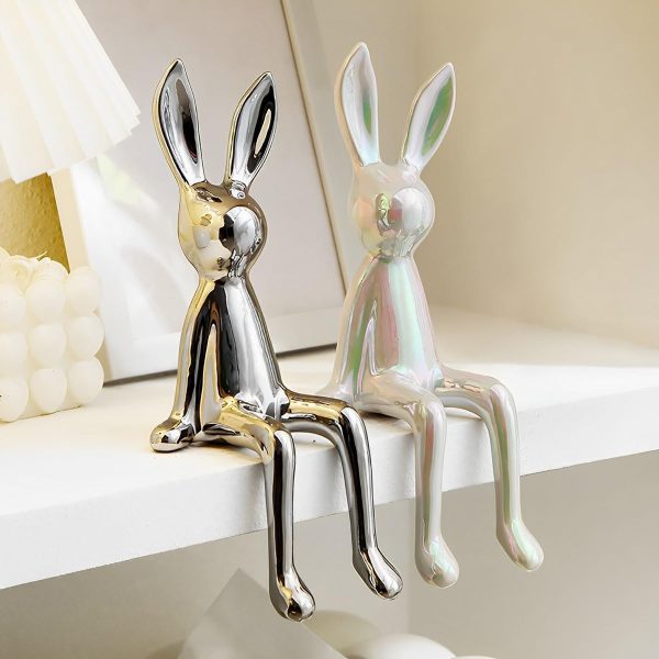 Goodsright Decor 3-Piece Rabbit Decor Sculptures - Home, Office, Living Room, Bedroom - Accents, Decorations, Figurines - Small Statues for Bookshelf, Desk - Ideal Gifts (Gold, Silver, White)