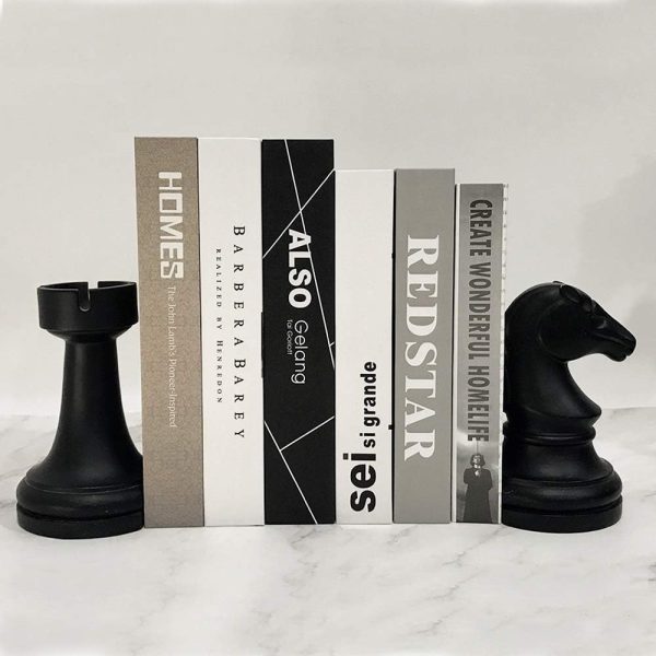 Goodsright Decor Decorative Bookends Chess Bookends, Book Shelf Decor Book Ends for Heavy Books, Heavy Bookends Book Stoppers for Desk Decoration, Unique Bookends Decor for Office Home (Chess Bookends)