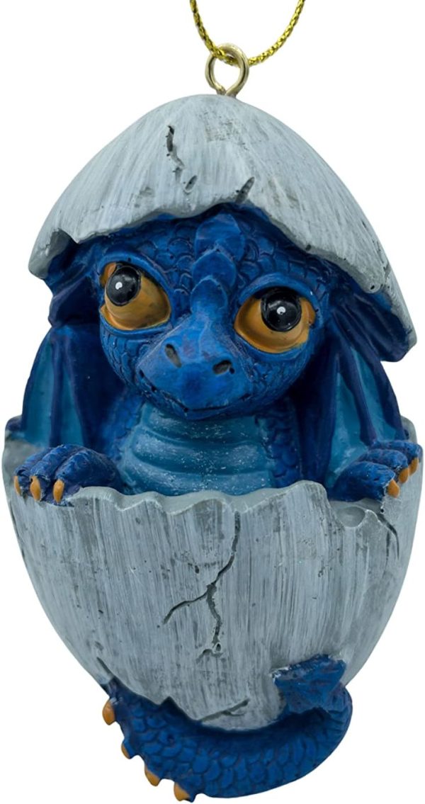 Goodsright Decor Baby Blue Dragon Hatching from Egg Christmas Tree Ornament Figurine