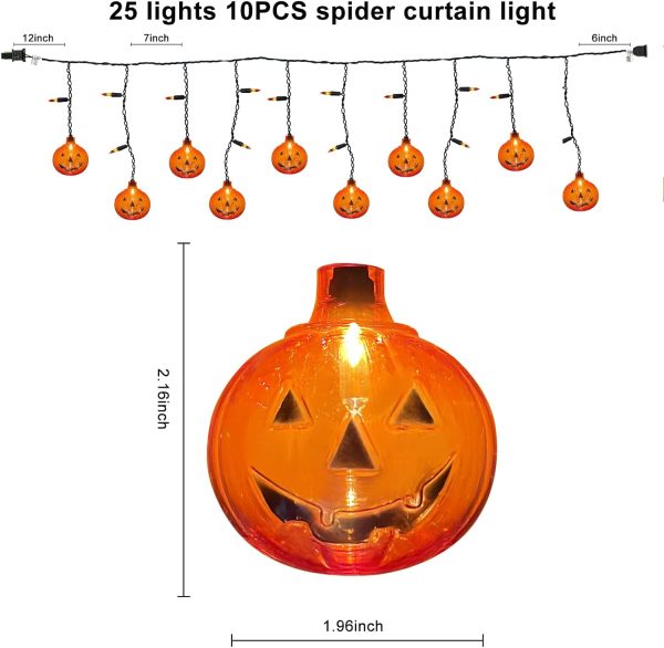 Goodsright Decor Halloween Pumpkin Lights, 7Ft Pumpkin String Lights with 10 Mini Jack-O-Pumpkins & 25 Mini Orange Halloween Theme Lights for Indoor/Outdoor, Wedding, Bedroom, Home, Window, Halloween Decorations