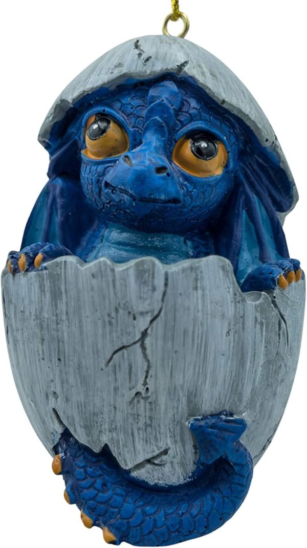 Goodsright Decor Baby Blue Dragon Hatching from Egg Christmas Tree Ornament Figurine