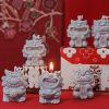 Goodsright Decor 1set New Year Aromatherapy Candle Gift Box Fragrance Bridesmaid Gift Creative Handmade Gift Chinese Popular Traditional Lion Shape Wax
