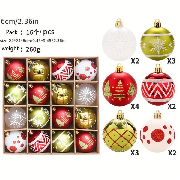 Goodsright Decor 16pcs Christmas Decorations, Champagne Gold And White Christmas Ball Decorations, Christmas Tree Pendants, Home Party Decorations, Scene Decor, Room Decor, Home Decor, Window Decor Pendant, Holiday Party Decor (With Rope)