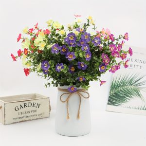 Goodsright Decor 2pc Artificial Flower Bouquets for Home & Wedding Decor, Plastic Indoor Plant Floral Arrangements, Non-Electric Christmas and Easter Decorative Props Without Feathers