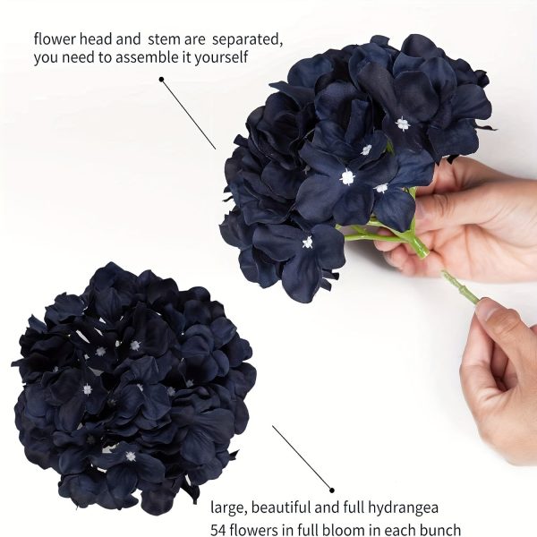Goodsright Decor Elegant Navy Silk Hydrangea Flowers, 6-Pack - Versatile & Realistic, Perfect for Weddings, Parties & Home Decor, Allergy-Free