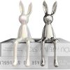 Goodsright Decor 3-Piece Rabbit Decor Sculptures - Home, Office, Living Room, Bedroom - Accents, Decorations, Figurines - Small Statues for Bookshelf, Desk - Ideal Gifts (Gold, Silver, White)