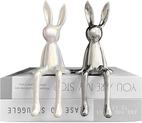 Goodsright Decor 3-Piece Rabbit Decor Sculptures - Home, Office, Living Room, Bedroom - Accents, Decorations, Figurines - Small Statues for Bookshelf, Desk - Ideal Gifts (Gold, Silver, White)