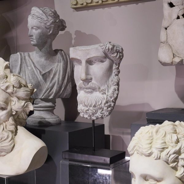 Goodsright Decor Greek Statue Sculptures Home Decor - Resin Bust Statue Zeus Statue on Metal Pole and Resin Base Greek God Statues for Living Room Shelf Office Table TV Stand Art Decor 8.25*4.5*16 Inch