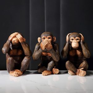 Goodsright Decor 3 Monkey Statues-Hear No Evil See No Evil Speak No Evil 3 Wise Monkeys Sculpture For Home Decorations,Large Monkey Statue Office Decor For Men,Decoration Ornaments For Living Room,Shelf,Gifts,