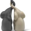 Goodsright Decor Loving Pair of Elephants in Beige & Grey - Modern Ceramic Sculpture - Figurine as a Set - Decoration Figure 6.3" high - Ornament Elephant in Love