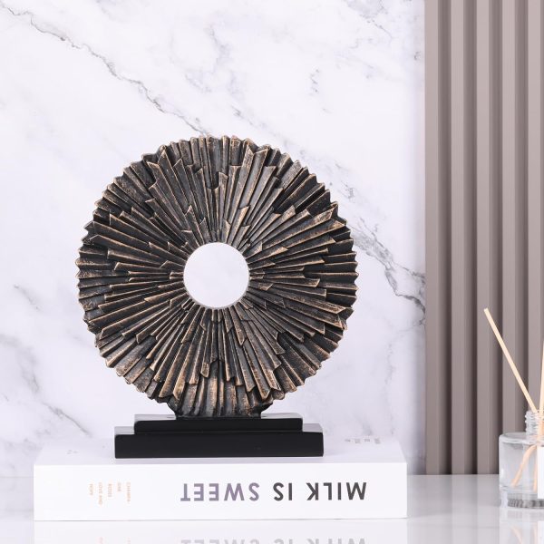 Goodsright Decor Black and Gold Home Decor Sculpture, Above Kitchen Cabinet Decor Aesthetic, Living Room Decor Round Statue Medallion, Center Pieces Decoration for Table - Ideal, Bedroom, Office Desktop Decor