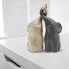 Goodsright Decor Loving Pair of Elephants in Beige & Grey - Modern Ceramic Sculpture - Figurine as a Set - Decoration Figure 6.3" high - Ornament Elephant in Love