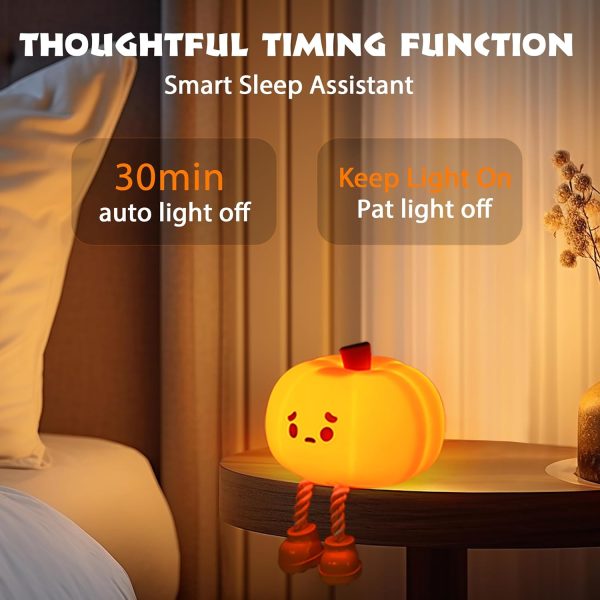 Goodsright Decor Pumpkin Night Light - Cute LED Pumpkin Lamp, Silicone Dimmable Nursery Nightlight for Kids, Rechargeable Bedside Tap Lamp, Funny Office Desk Decor and Gift