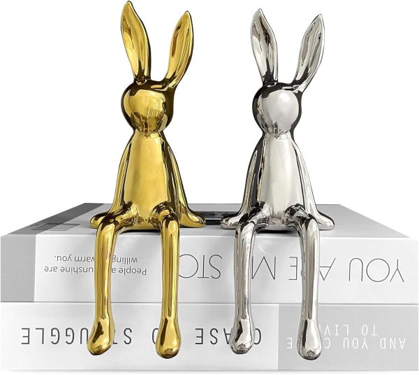 Goodsright Decor 3-Piece Rabbit Decor Sculptures - Home, Office, Living Room, Bedroom - Accents, Decorations, Figurines - Small Statues for Bookshelf, Desk - Ideal Gifts (Gold, Silver, White)