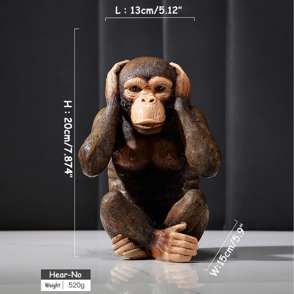 Goodsright Decor 3 Monkey Statues-Hear No Evil See No Evil Speak No Evil 3 Wise Monkeys Sculpture For Home Decorations,Large Monkey Statue Office Decor For Men,Decoration Ornaments For Living Room,Shelf,Gifts,