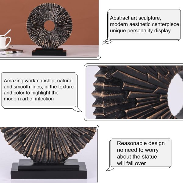 Goodsright Decor Black and Gold Home Decor Sculpture, Above Kitchen Cabinet Decor Aesthetic, Living Room Decor Round Statue Medallion, Center Pieces Decoration for Table - Ideal, Bedroom, Office Desktop Decor