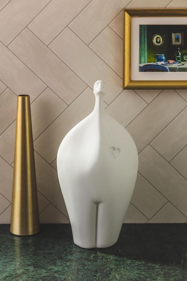 Goodsright Decor White Ceramic Sculpture - Home Decor Statue for Serenity, Modern Art Table Top Decoration - Aesthetic Figures Ornaments for Living Room, Bedroom, Office, Shelf, Abstract Style Gifts