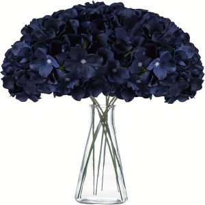 Goodsright Decor Elegant Navy Silk Hydrangea Flowers, 6-Pack - Versatile & Realistic, Perfect for Weddings, Parties & Home Decor, Allergy-Free