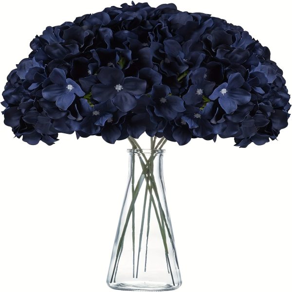 Goodsright Decor Elegant Navy Silk Hydrangea Flowers, 6-Pack - Versatile & Realistic, Perfect for Weddings, Parties & Home Decor, Allergy-Free