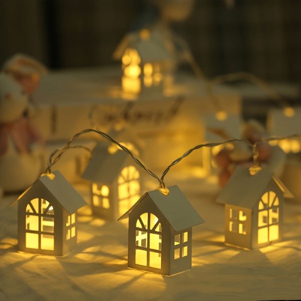 Goodsright Decor 1pc, 4.9ft 10 Lights, Small House String Lights, LED Christmas Decorative Lights, Cabin String Lights, Room And Bedroom Decor