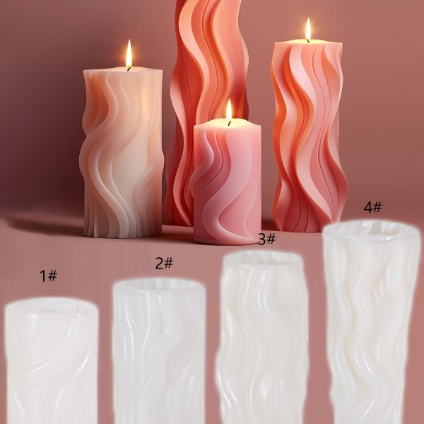 Goodsright Decor 4pcs/set Wave Cylindrical Candle Mold Set - Irregular Geometric Twisted Stripe Design - Durable Silicone for Resin & Gypsum - Unleash Your Creative Flame