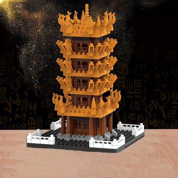Goodsright Decor 980pcs Building Blocks, Exquisite Yellow Crane Tower Building Blocks, Building Puzzle Toy, Three-dimensional Puzzle