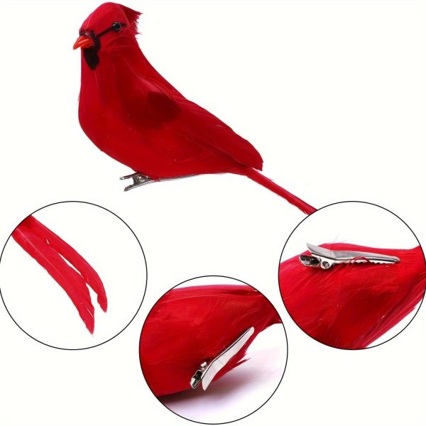 Goodsright Decor 3/6/12PCS Lifelike Artificial Cardinal Red Birds - Clip-On Christmas Tree Decorations - Durable, Seasonal Charm for Home, Office, Festival, & Party Decor