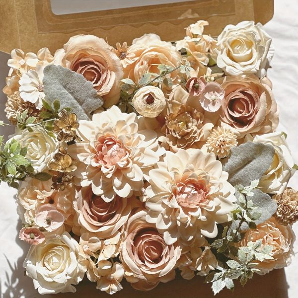 Goodsright Decor 1pc Champagne Elegance Artificial Flower Bundle - Lush Realistic Blooms with Stems for DIY Wedding Bouquets, Centerpieces & Home Decor - Perfect for Spring Showers, Parties & Valentines Day