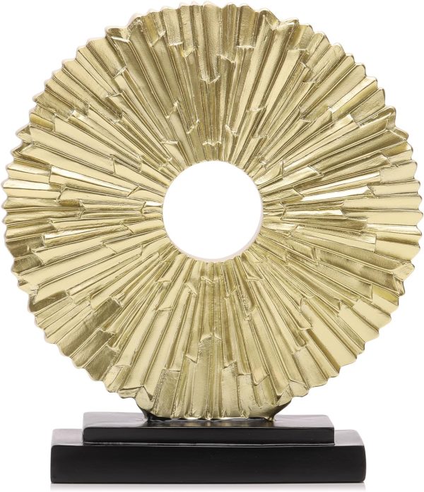Goodsright Decor Black and Gold Home Decor Sculpture, Above Kitchen Cabinet Decor Aesthetic, Living Room Decor Round Statue Medallion, Center Pieces Decoration for Table - Ideal, Bedroom, Office Desktop Decor