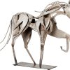 Goodsright Decor Metal Horse Statue Decor, Handmade Strong Modern Horse Sculpture Handicraft, Rustic Metal Statue Decorations Gift for Home Office Desk Figurine (Brown)