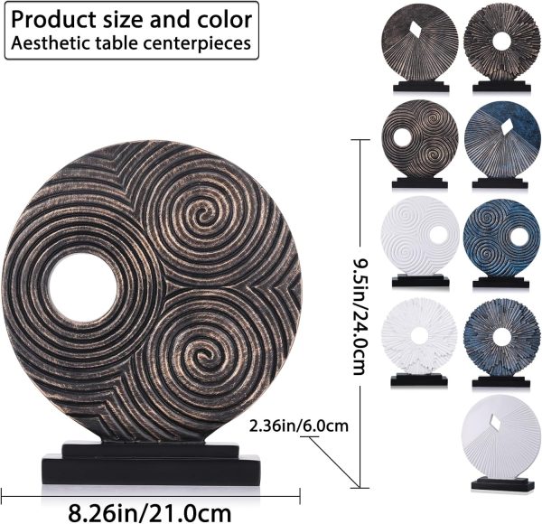 Goodsright Decor Black and Gold Home Decor Sculpture, Above Kitchen Cabinet Decor Aesthetic, Living Room Decor Round Statue Medallion, Center Pieces Decoration for Table - Ideal, Bedroom, Office Desktop Decor