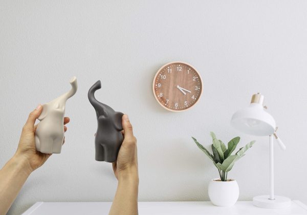 Goodsright Decor Loving Pair of Elephants in Beige & Grey - Modern Ceramic Sculpture - Figurine as a Set - Decoration Figure 6.3" high - Ornament Elephant in Love