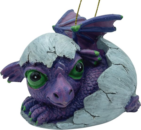 Goodsright Decor Purple Baby Dragon Hatching from Egg Christmas Tree Ornament