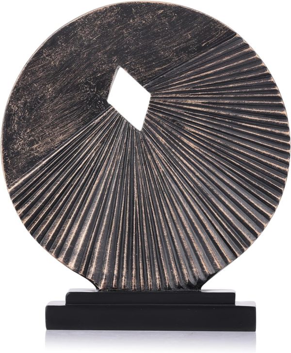 Goodsright Decor Black and Gold Home Decor Sculpture, Above Kitchen Cabinet Decor Aesthetic, Living Room Decor Round Statue Medallion, Center Pieces Decoration for Table - Ideal, Bedroom, Office Desktop Decor