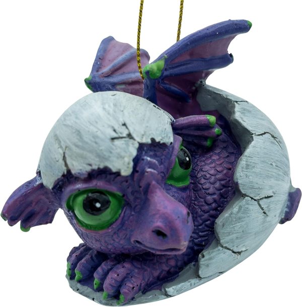 Goodsright Decor Purple Baby Dragon Hatching from Egg Christmas Tree Ornament