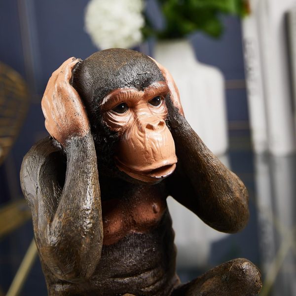 Goodsright Decor 3 Monkey Statues-Hear No Evil See No Evil Speak No Evil 3 Wise Monkeys Sculpture For Home Decorations,Large Monkey Statue Office Decor For Men,Decoration Ornaments For Living Room,Shelf,Gifts,