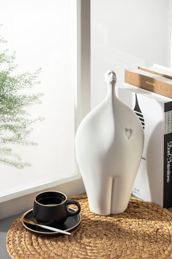 Goodsright Decor White Ceramic Sculpture - Home Decor Statue for Serenity, Modern Art Table Top Decoration - Aesthetic Figures Ornaments for Living Room, Bedroom, Office, Shelf, Abstract Style Gifts