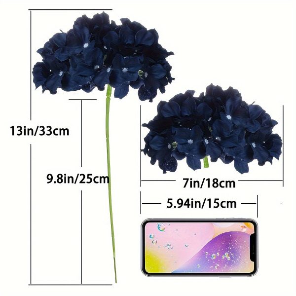 Goodsright Decor Elegant Navy Silk Hydrangea Flowers, 6-Pack - Versatile & Realistic, Perfect for Weddings, Parties & Home Decor, Allergy-Free