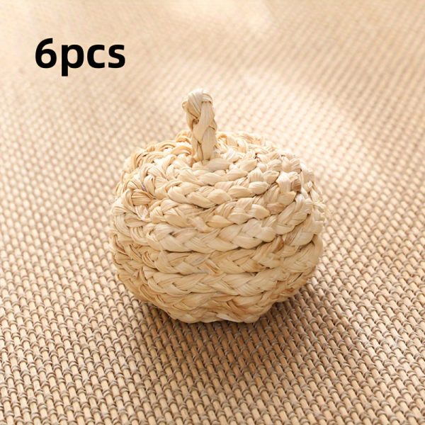 Goodsright Decor 6 Pcs Twisted Straw Pumpkins: Festive Christmas Tree Ornaments, Thanksgiving Decor, Creative Gifts - No Electricity Required