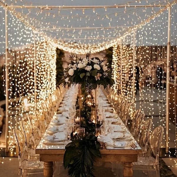 Goodsright Decor 1pc Warm White Curtain Light - 300 LED String for Windows, Cozy Illumination for Wedding & Christmas Decor