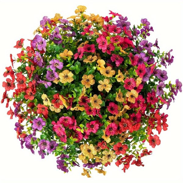 Goodsright Decor 12-Piece Uv-Resistant Artificial Daisies & Eucalyptus - Vibrant Faux Flowers For Outdoor Decor, Perfect For Porch, Patio, Window Boxes & Home Gardens
