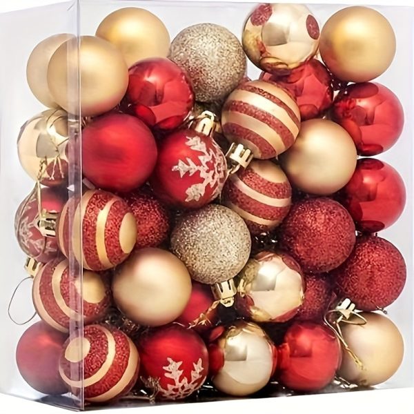 Goodsright Decor 50-Piece 1.57inch Multicolor Christmas Ornaments - Electroplated & Painted Balls For Tree Decoration, Weddings, And Holiday Celebrations