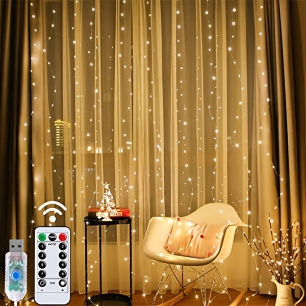 Goodsright Decor 1pc Warm White Curtain Light - 300 LED String for Windows, Cozy Illumination for Wedding & Christmas Decor