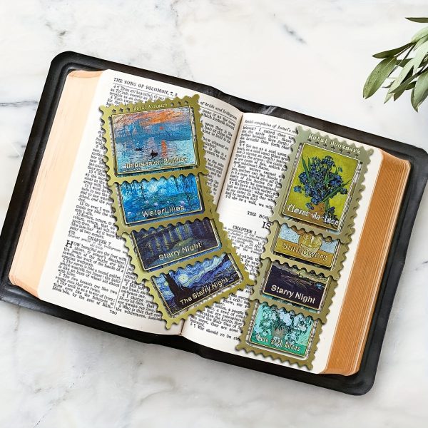 Goodsright Decor 8-Piece Vintage Oil Painting Bookmark Set - Creative Metal Badge Pendants, Perfect For Birthday & Gratitude Gifts
