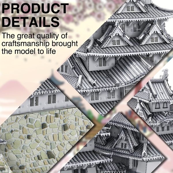 Goodsright Decor Majestic Himeji Castle 3D Metal Puzzle - Intricate Japanese Architecture for Grown-ups, A Collectible DIY Building Kit, Perfect Stress-Relieving Home Decor & Memorable Gift for Birthdays & Christmas