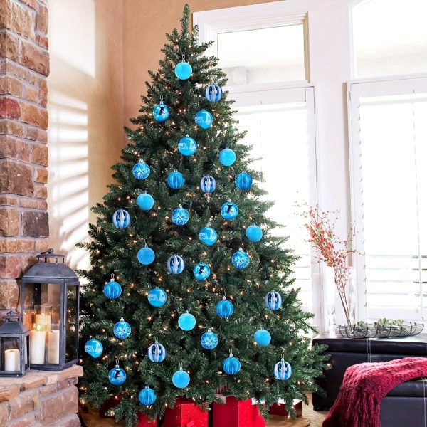 Goodsright Decor Christmas Balls Ornaments, 24pcs 6 Kinds of Patterns Shatterproof Christmas Tree Decorations, 6cm Small Christmas Ball Ornaments for Xmas Tree Holiday Wedding Party Decoration - Blue