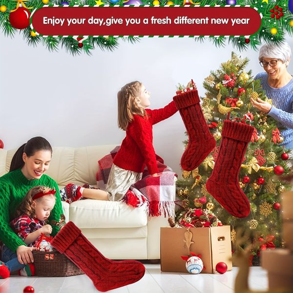 Goodsright Decor 4pcs, Christmas Socks, Christmas Socks, 18 Inch Large Wired Knit Socks, Family Holiday Christmas Party Decorations, Wine Red Christmas Socks, Scene Decor, Festivals Decor, Home Decor, Offices Decor, Theme Party Decor, Christmas Decor